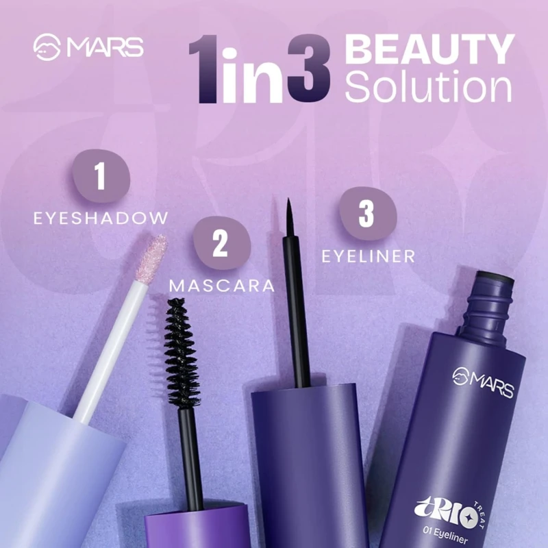 MARS TRIO Treat 3-IN-1 Eye Makeup Kit with Eyeliner, Mascara & Eyeshadow (24.50gm) - Thumbnail 8